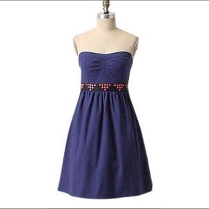 Anthropologie  Floreat Embellished Dress, Blue, XS (Size 0)